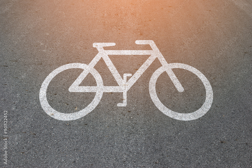 Bike symbol on road background Bike symbol on road background