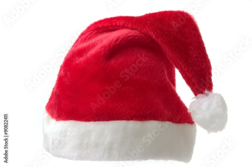 saint nicks furry red holiday hat on white