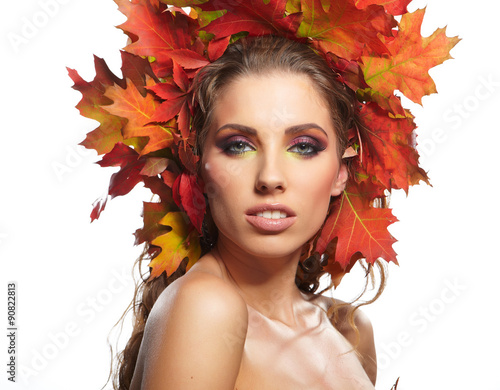 Autumn Woman. Beautiful makeup