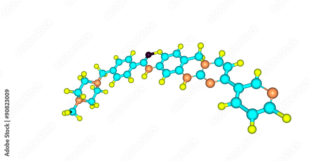 Imatinib molecular structure isolated on white