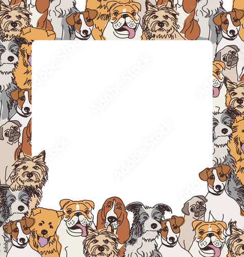 Group color dogs empty frame border