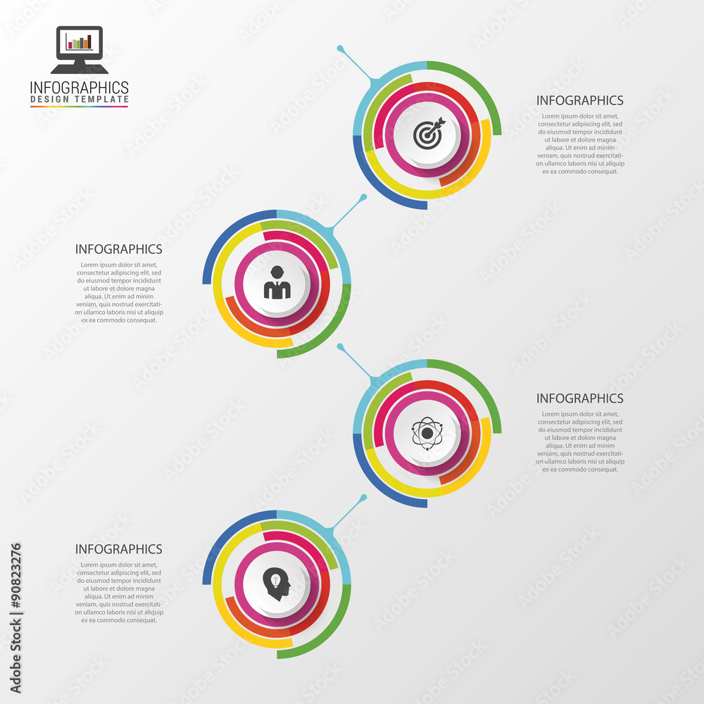 Infographic timeline. Business concept. Colorful circle with icons. Vector illustration Infographic timeline. Business concept. Colorful circle with icons. Vector illustration