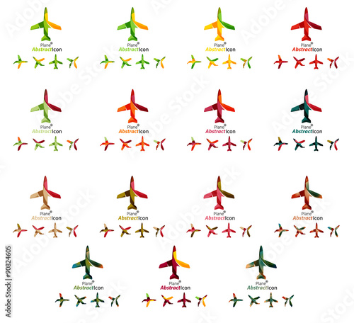 Set of color airplane logo icons