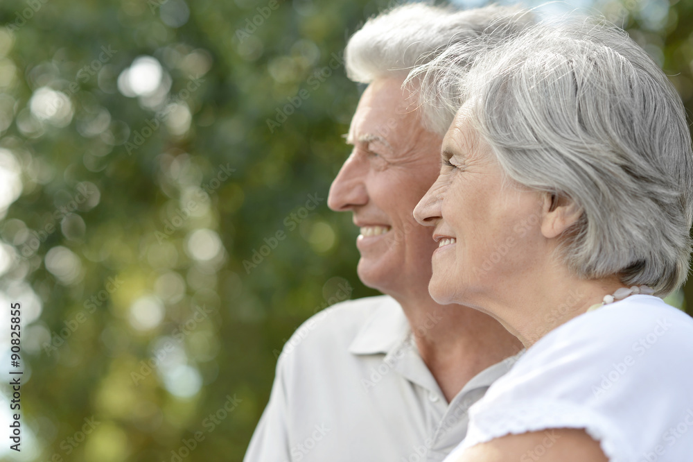  Senior couple in autumn park