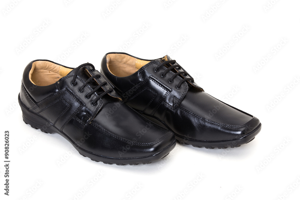 a pair of black leather shoes for men isolated on white available with clipping path a pair of black leather shoes for men isolated on white available with clipping path