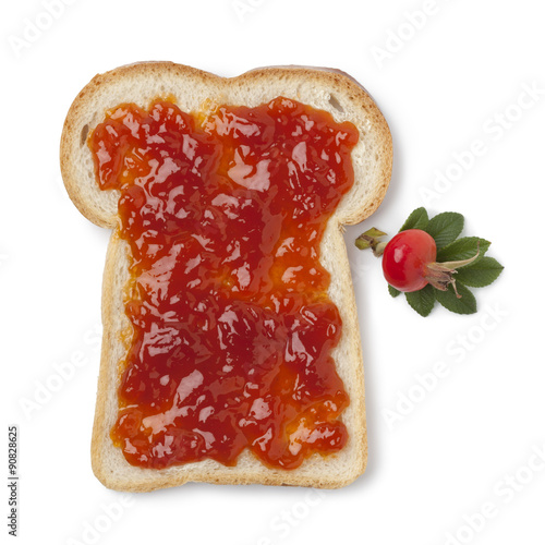  Slice of bread with jam of rose hips