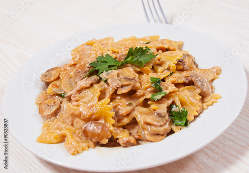 Farfalle Pasta with mushroom sauce