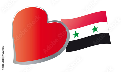 Syrische Flagge mit Herz - Syrien, Unterstützung, Spenden - Geld spenden - Danke