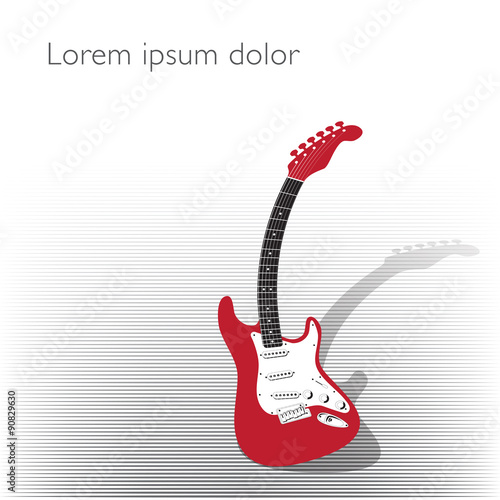 Curved guitar creative background in black and red