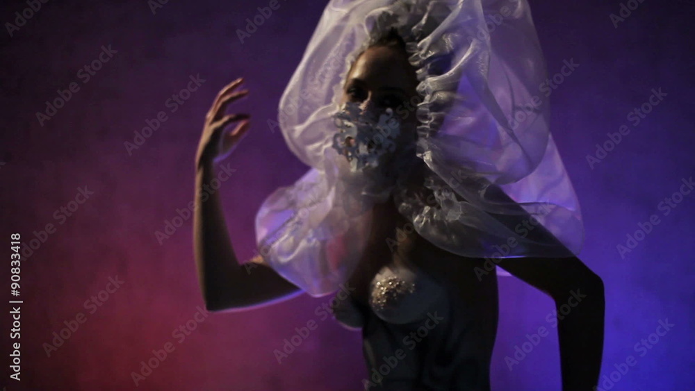 Girl with fashion bodyart makeup dancing Girl with fashion bodyart makeup dancing