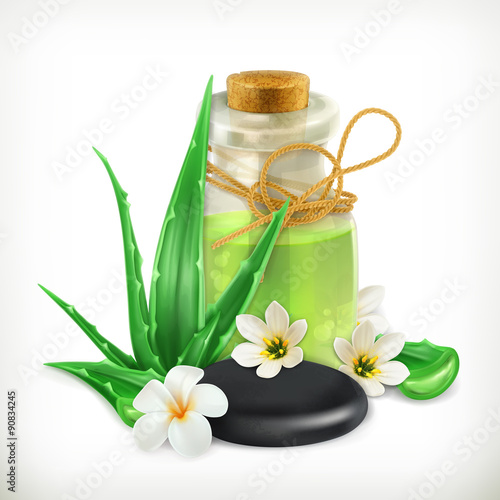 Aloe, health and care vector icon