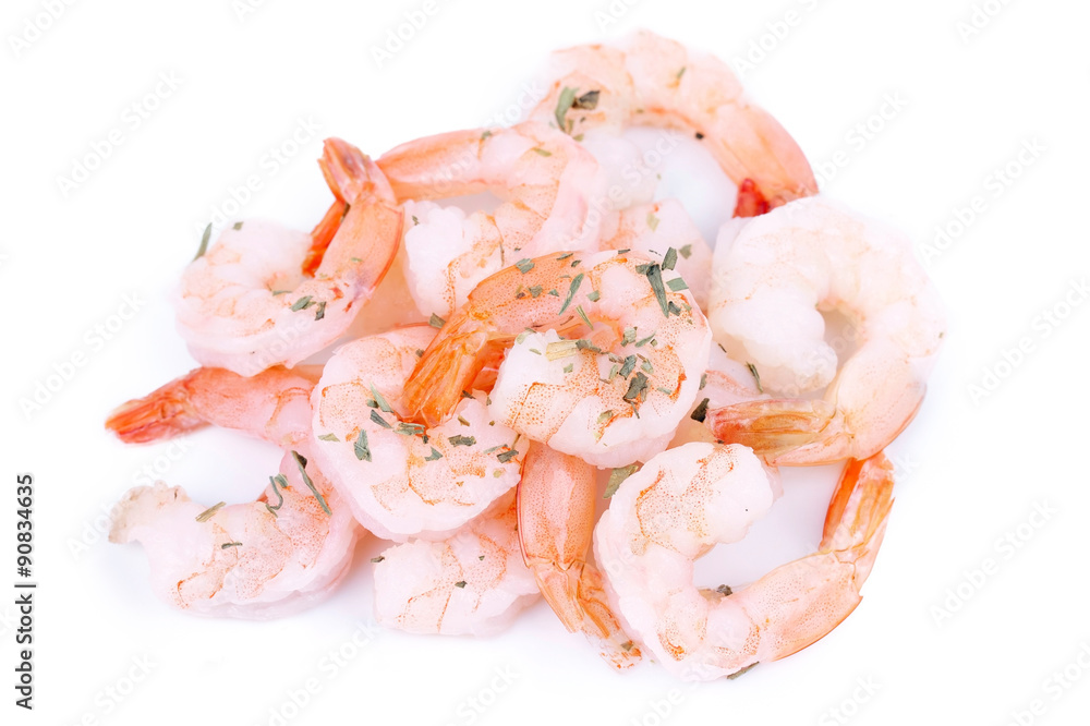 Closed-up shrimps isolated on white Closed-up shrimps isolated on white