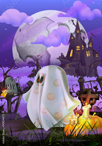 Happy Halloween, vector invitation