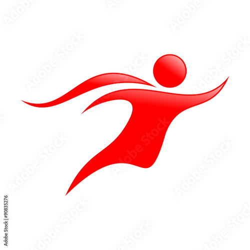 Flying Cape, Dynamic Abstract Red Figure