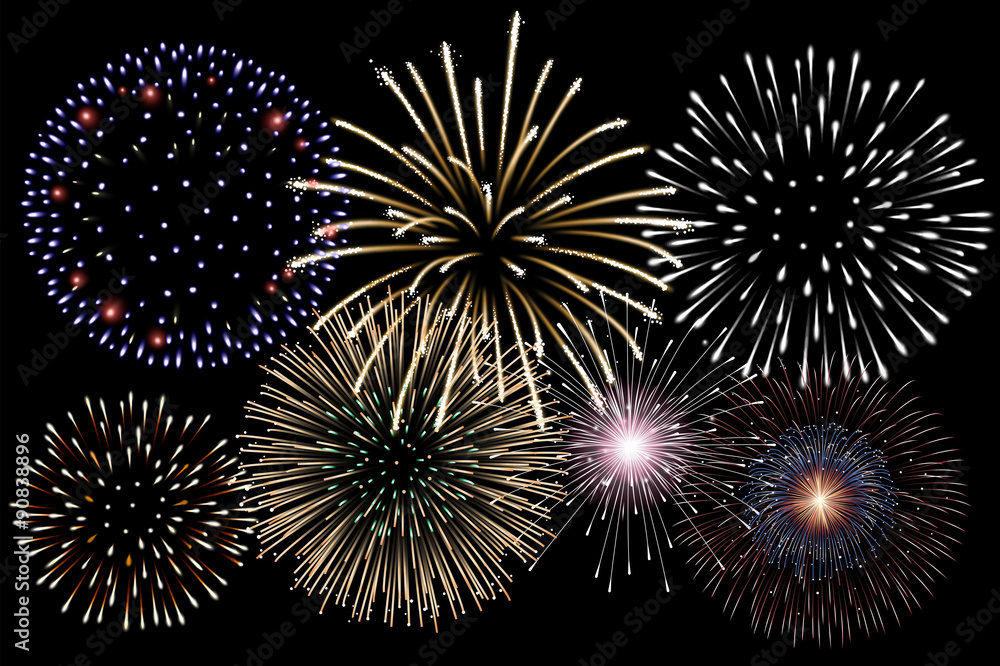 Realistic fireworks background vector