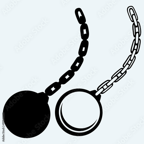 Wrecking ball. Isolated on blue background