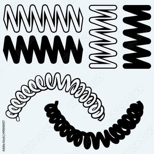 Tension springs. Isolated on blue background