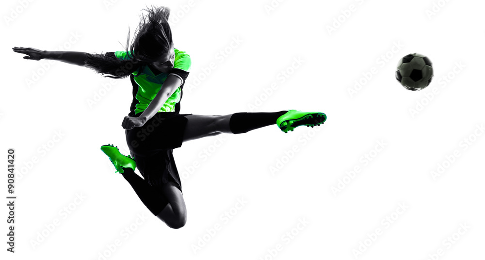 Fototapeta premium woman soccer player isolated silhouette