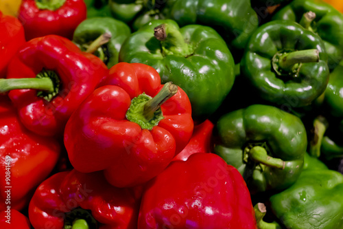 colorful bell peppers with green and red colors, natural backgro