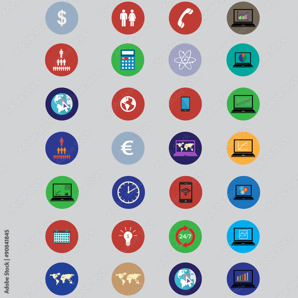 set of icons with bisiness elements in flat design set of icons with bisiness elements in flat design