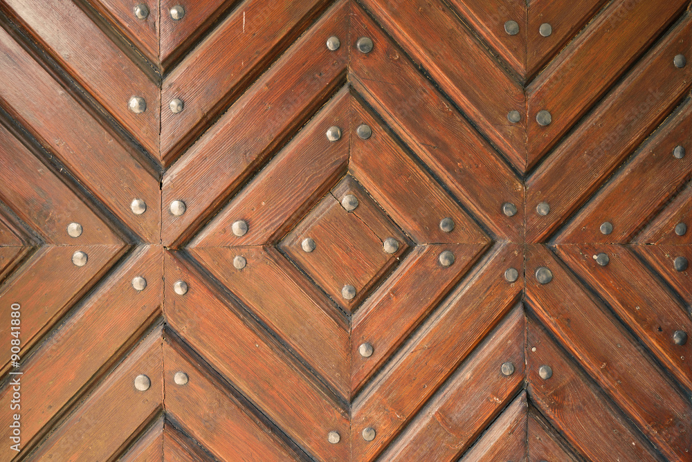 Rustic brown wooden door texture