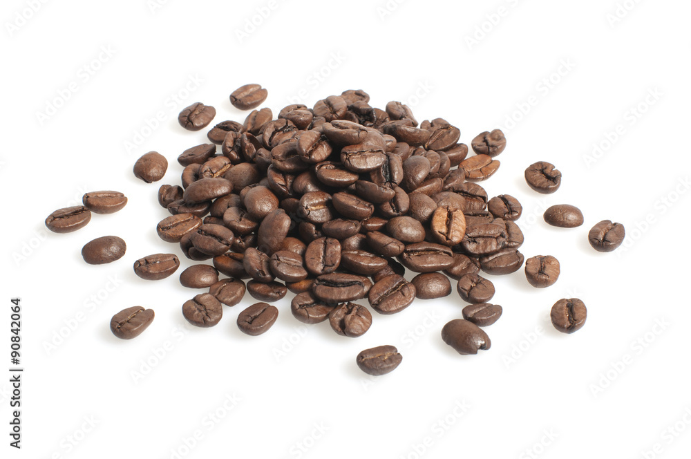 Coffee beans heap isolated on white background Coffee beans heap isolated on white background