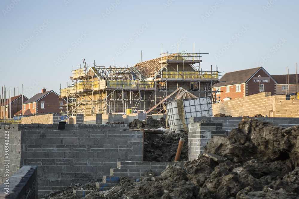 Building site with new homes under construction
