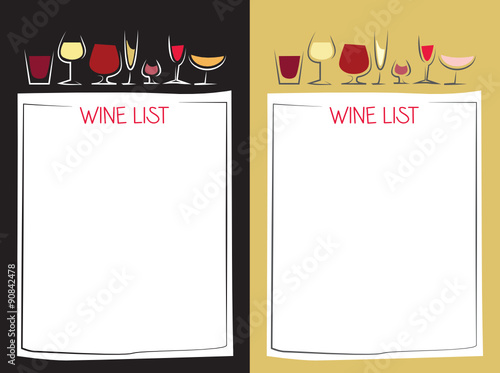 Sfondo carta dei vini con bicchieri stilizzati