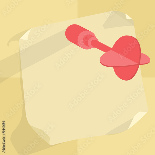 Red dart with sticker
