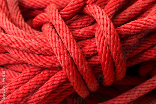 Macro of red Nylon rope texture background