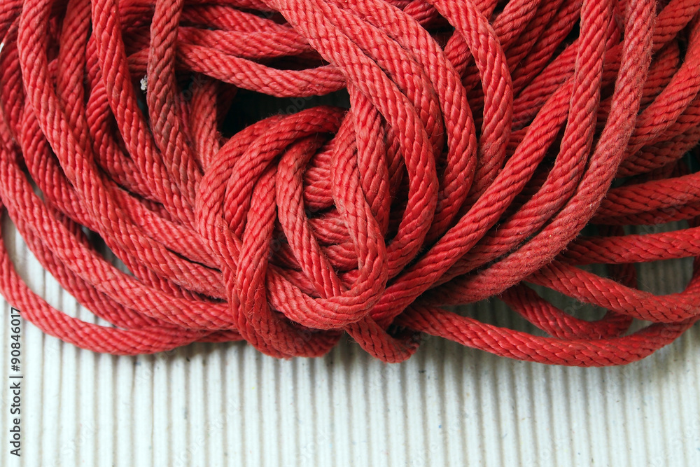Red Nylon rope texture background on white napery Stock Photo | Adobe Stock