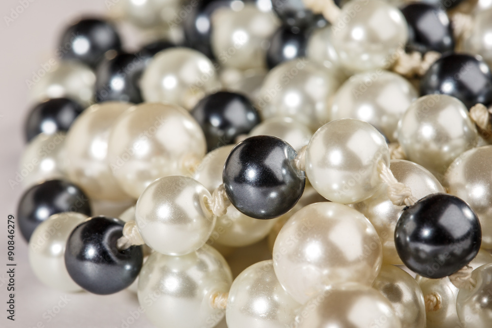 String of black and white pearls String of black and white pearls