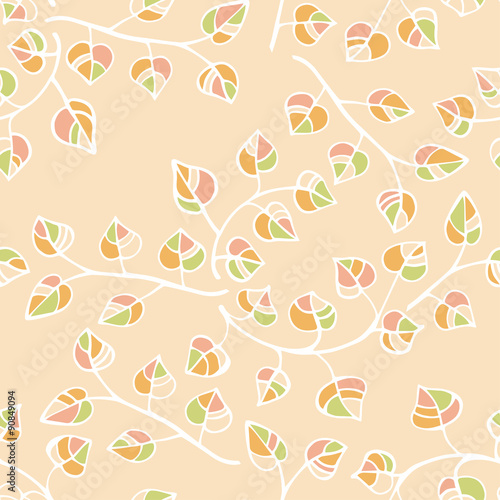vector seamless floral pattern with leaves and branches