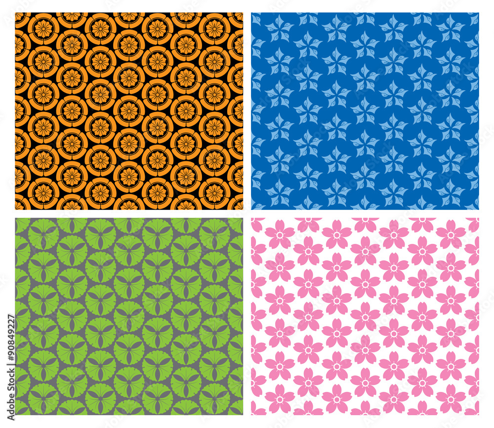 Four colorful Japanese patterns