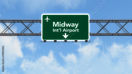 Chicago Midway USA Airport Highway Sign