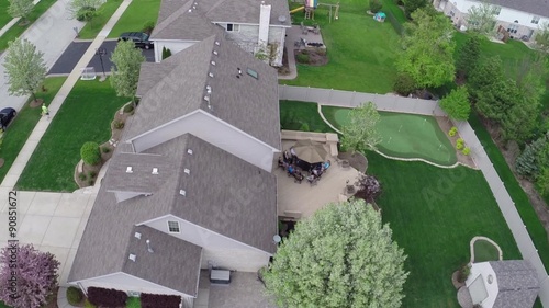 House rooftops, roads and landscaping in Chicago, Illinois subdivision - Travel and leisure concept