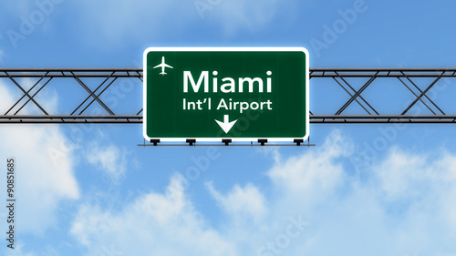 Miami USA Airport Highway Sign