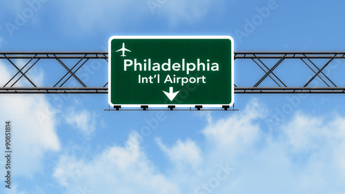 Philadelphia USA Airport Highway Sign