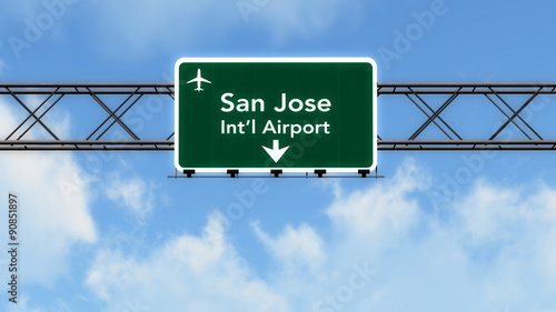 San Jose USA Airport Highway Sign