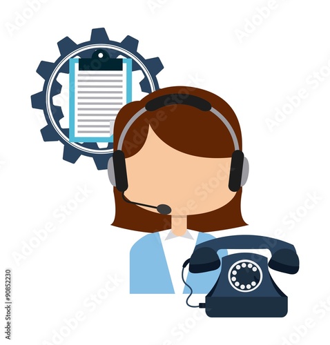 customer service agent with headset and phone clip art preview