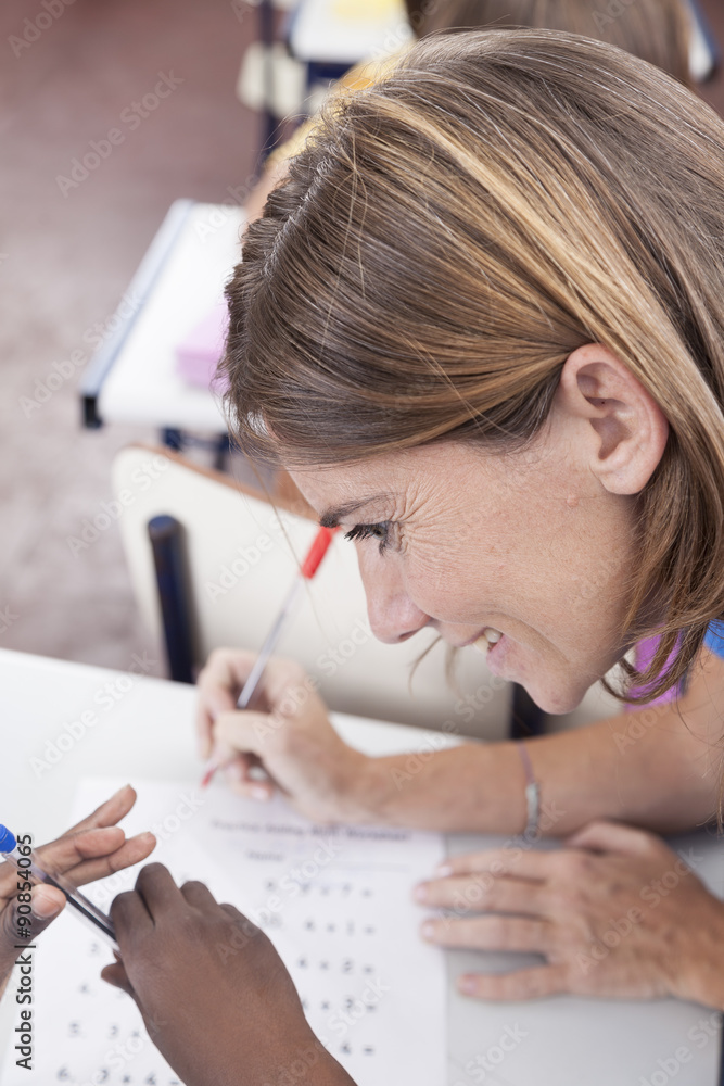 the teacher checking the homework the teacher checking the homework