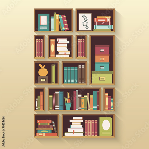 Shelves with colorful books