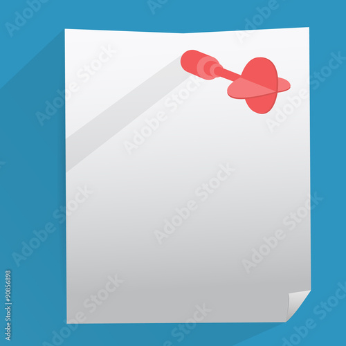 Red darts with paper sheet flat design