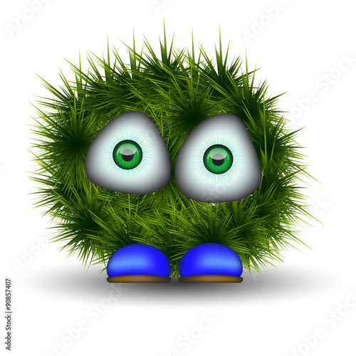 green shaggy creature