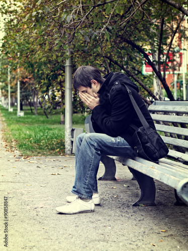 Sad Young Man outdoor © Sabphoto