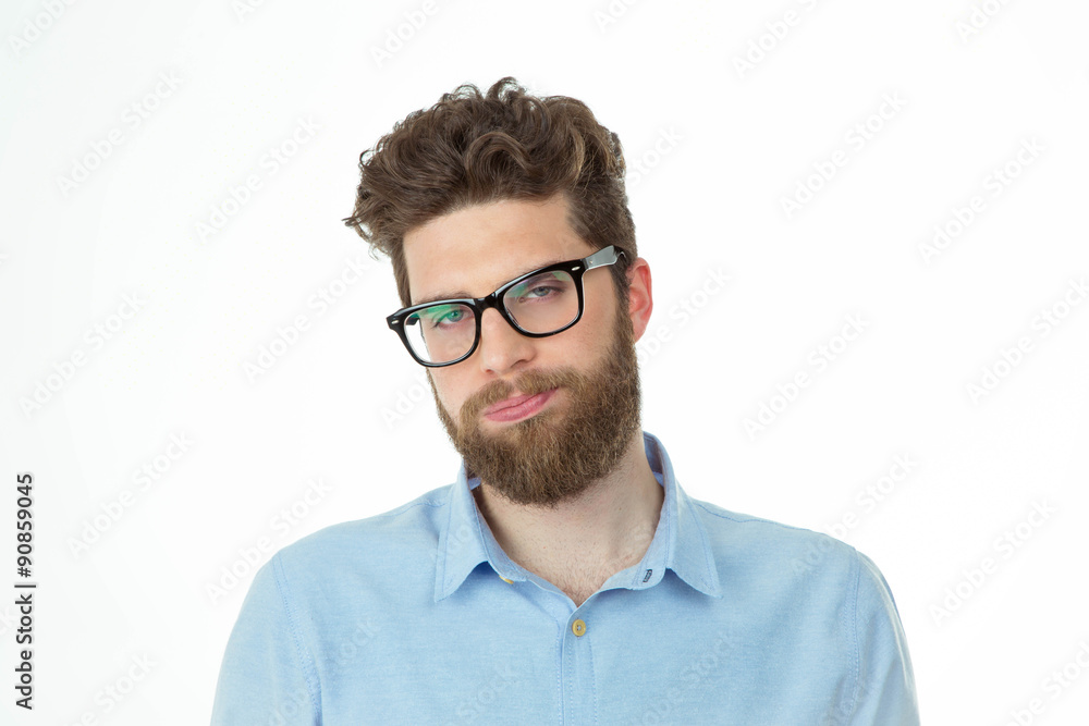 portrait of a bored beard man