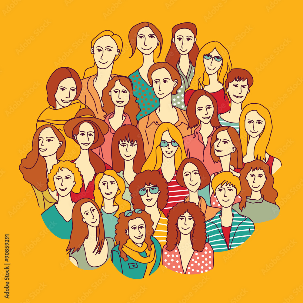 Big group women round color Big group women round color