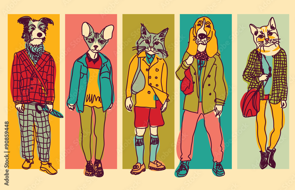 custom made wallpaper toronto digitalPeople with animals heads full height figures