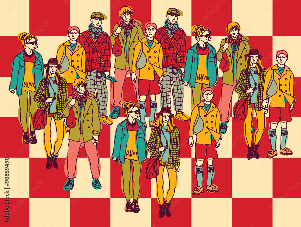 Politics chessboard group people color