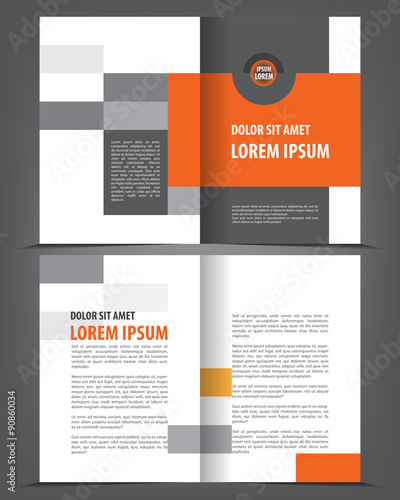 Vector empty bi-fold brochure print template design, booklet layout